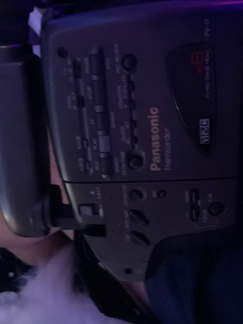 Panasonic pv17 palmcorder\Camcorder in Black with Purple Lighting